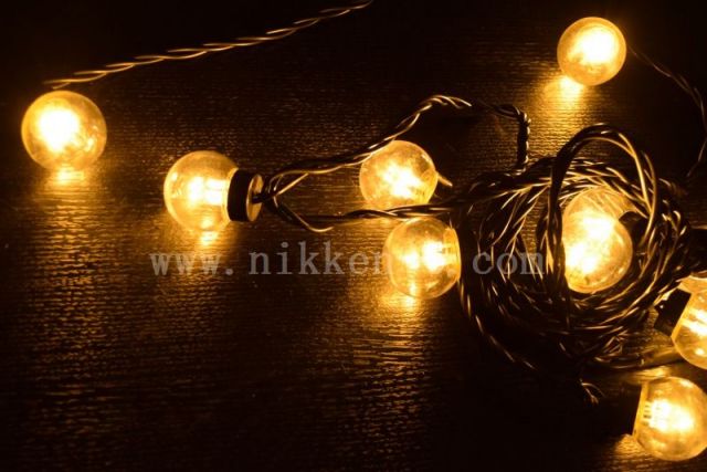 電源別売り 2芯グローブストリングライト クリア球 シャンパン  