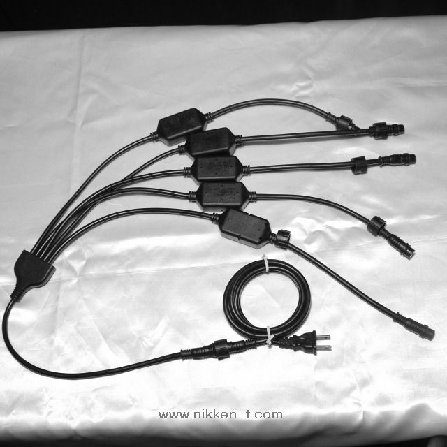 2芯5分割延長コード　Ver1　ブラックコード