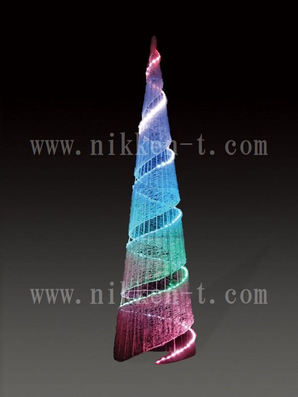 LEDクリスタルグロー RGBスパイラルコーン　高さ210ｃｍ