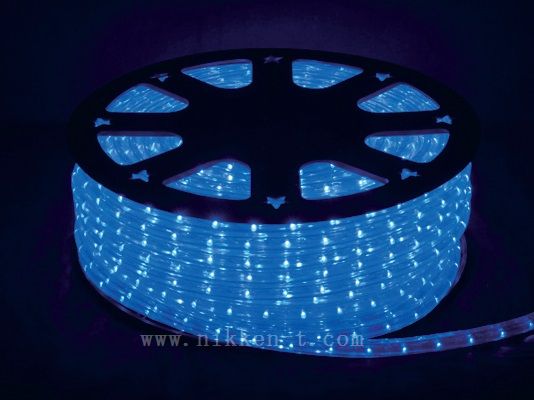 13mm2芯、LEDロープ(チューブ)ライト、ブルー、50m