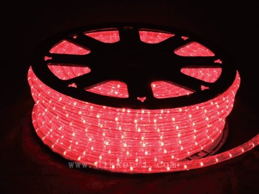 13mm2芯、LEDロープ(チューブ)ライト、レッド、50m