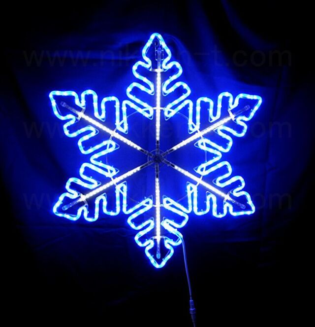 80cm×80cm　フローイングスノーフレーク　白・ブルー　送料別途要