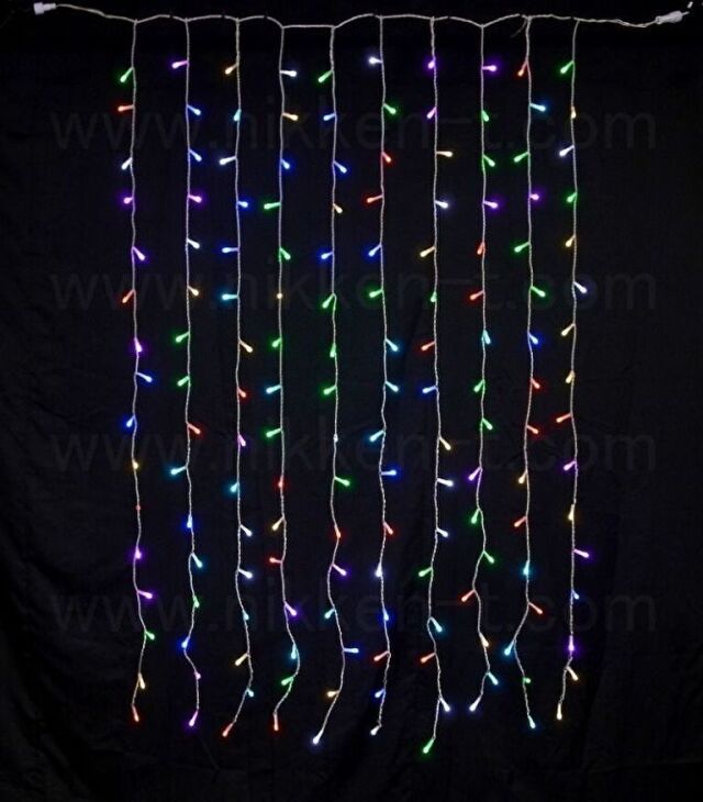 RGB160球カーテンライト シルバーコード　W100×H160cm