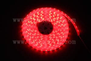 防水型LEDテープライト、SMD3528型(R3)、レッド、300球、5m巻、白基板、シリコンチューブ、IP65、部品別売り、エンド側コード無し