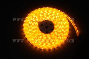 防水型LEDテープライト、SMD3528型(R3)、イエロー、300球、5m巻、白基板、シリコンチューブ、IP65、部品別売り、エンド側コード無し
