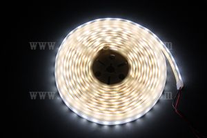 防水型LEDテープライト、SMD5050型(R3)、ホワイト、300球、5m巻、白基板、シリコンチューブ、IP65、部品別売り、エンド側コード無し