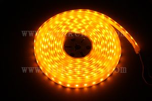 防水型LEDテープライト、SMD5050型(R3)、イエロー、300球、5m巻、白基板、シリコンチューブ、IP65、部品別売り、エンド側コード無し