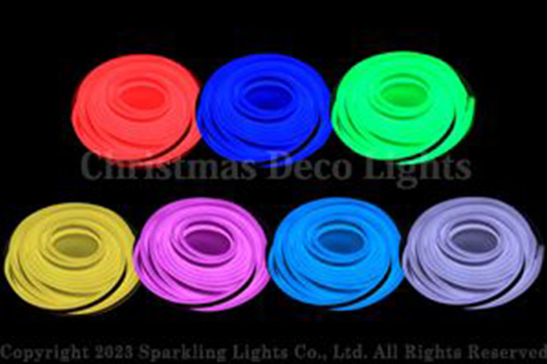 RGB3ch LEDネオンフレックス RW10-D1-24、上面発光(水平曲げ・ドーム型)、DC24V、幅10mm、PVCチューブ、長さ15m  部品別売り