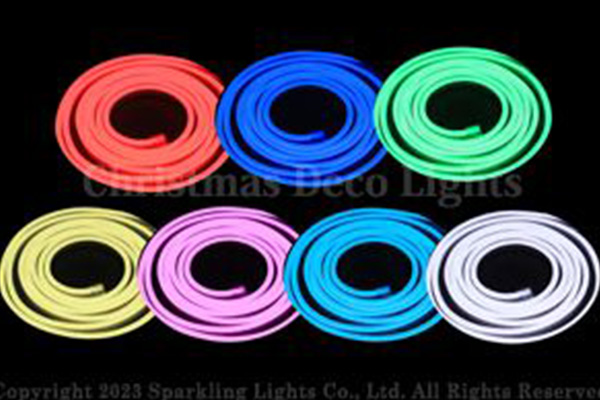 RGB3ch LEDネオンフレックス RW10-D1-24、上面発光(水平曲げ・ドーム型)、DC24V、幅10mm、PVCチューブ、長さ5m  部品別売り