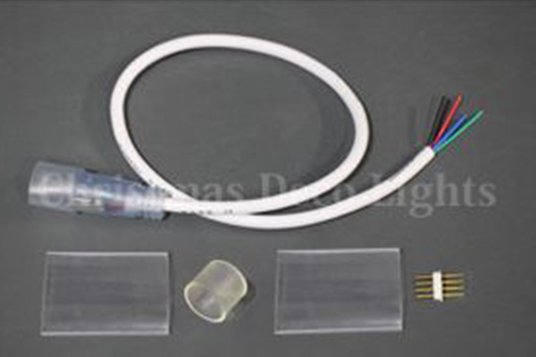 丸型360°LEDネオンフレックス RW／SW18-R1共通 電源・信号入力ケーブル(4芯先バラ、PVCチューブ用)、エンドキャップ付