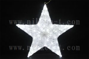 3Dクリスタルグローモチーフ、星、ホワイト、60cm