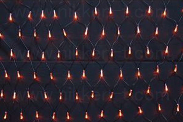 LEDイルミネーション、ネット(網状)、常点、プロ仕様(V4)、180球、アンバー(オレンジ)