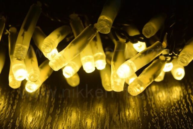 AC100V　LEDオートフェードストリング(ストレート) 、プロ仕様(V4)、50球、ピッチ40cm、黒コード、電球色(イエローゴールド)