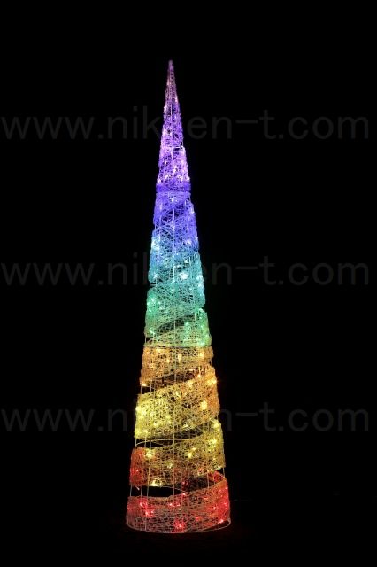 LEDスパイラルコーンツリー210cm レインボー　