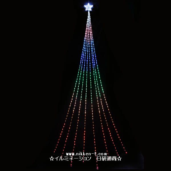 LEDナイアガラライト レインボー510球　長さ5ｍ　(ホワイトトゥインクルトップスター付)