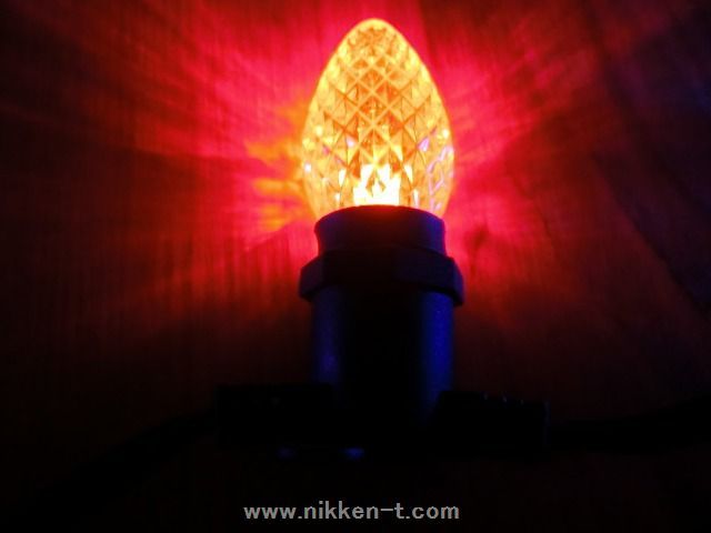 C7型LED電球、E12ソケット用、レッド25球 （ソケット付コード別売り）