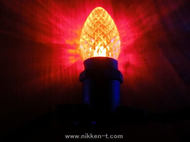 C7型LED電球、E12ソケット用、レッド25球 （ソケット付コード別売り）