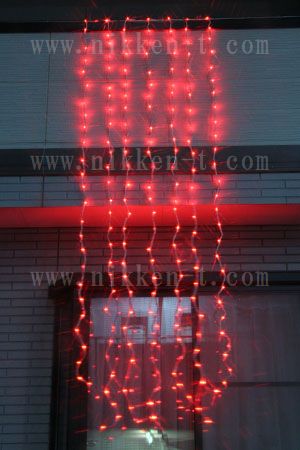 ＬＥＤウオーターフォールカーテン(ナイアガラ)、上下方向点滅、プロ仕様(V4)、256球、レッド