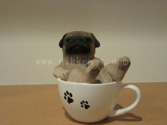 ティーカップパグ柄パネル生地　ハンドメイド ティーカップパグ柄パネル生地 ハンドメイド