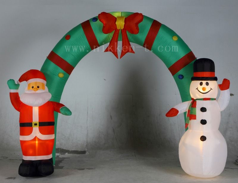 屋内用　エアーディスプレイアーチ　サンタ＆スノーマン　高さ２４０ｃｍ