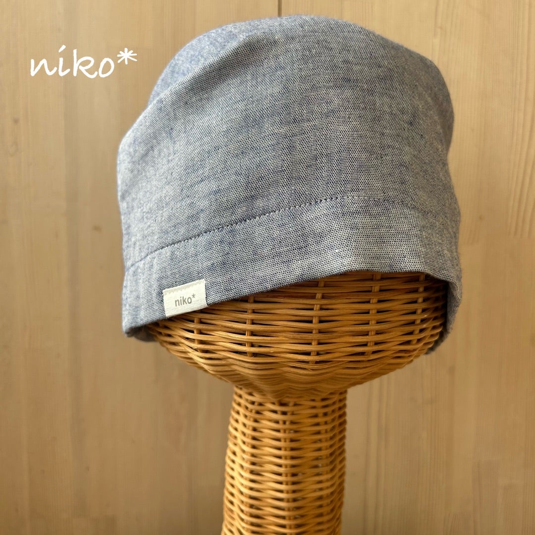 3重ガーゼキャップ(ブルー無地)