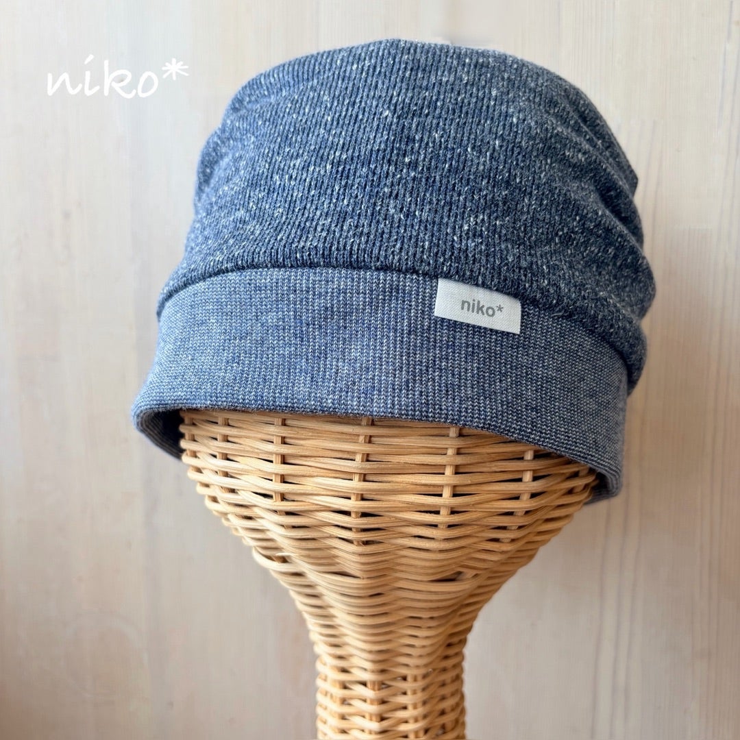 リブ付きジャズネップニットキャップ（ネイビー）
