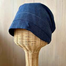 つば付きガーゼキャップ（デニムネイビー）