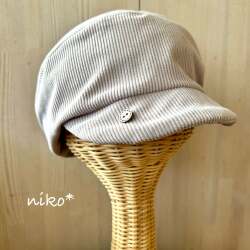 つば付きふっくらキャスケット（くすみピンク）