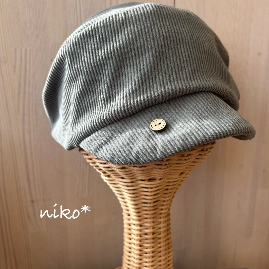 つば付きふっくらキャスケット（グリーン）