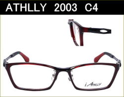 送料無料　【ATHLLY Sports】　2003　C4　ダークレッド／ブラック　度付き眼鏡レンズ付きセット