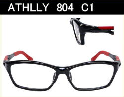 送料無料　【ATHLLY Sports】　A804　C1　ブラック／レッド　度付き眼鏡レンズ付きセット