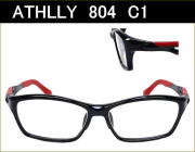 送料無料　【ATHLLY Sports】　A804　C1　ブラック／レッド　度付き眼鏡レンズ付きセット