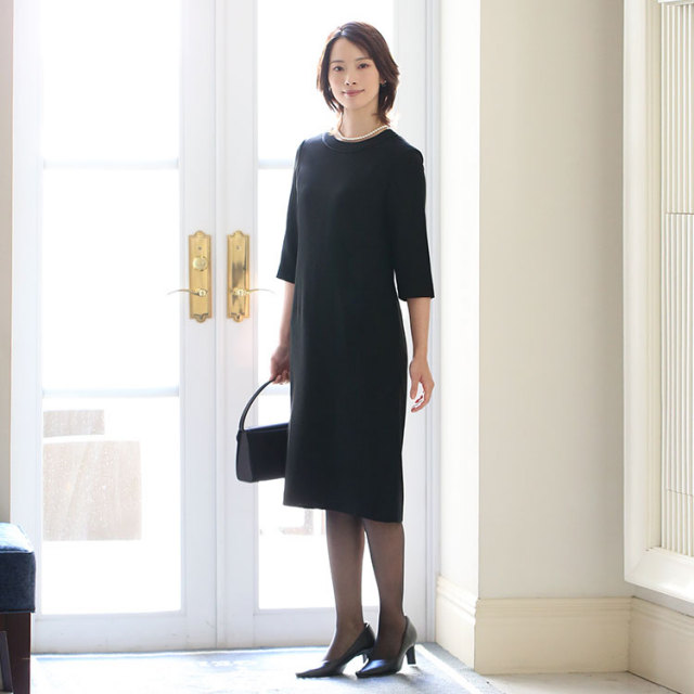 ブラックフォーマル レディース 喪服 礼服 洗える 日本製生地 ロング丈 大きいサイズ ワンピース アンサンブル 黒 ブラック フォーマル スーツ ウォッシャブル 葬式 お通夜 冠婚葬祭 40代 50代 Bs 903 送料無料 フォーマルshop Nina S ニナーズ