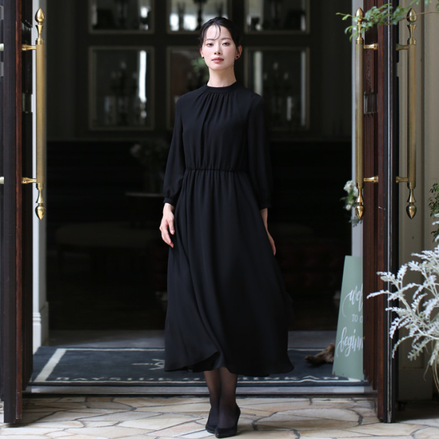 スーツ・フォーマル・ドレス SATIN BLACK DRESS nina's（ファッション） 喪服 レディース ブラックフォーマル
