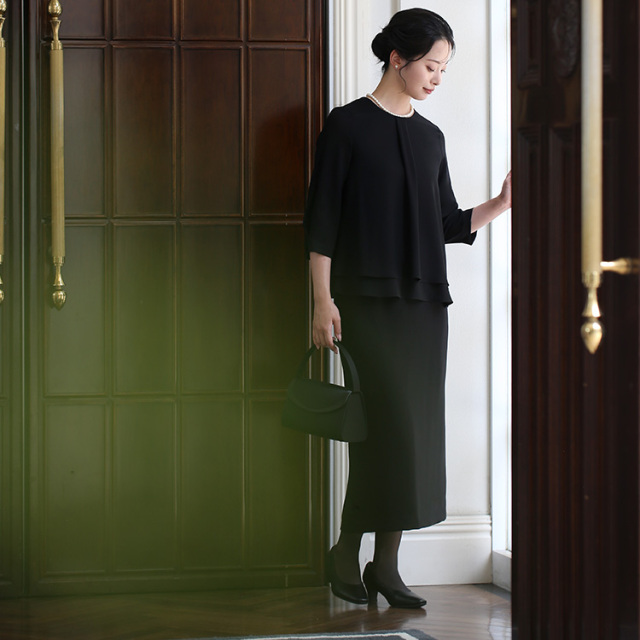 喪服 ブラックフォーマル レディース 日本製 礼服 ロング丈 大きい