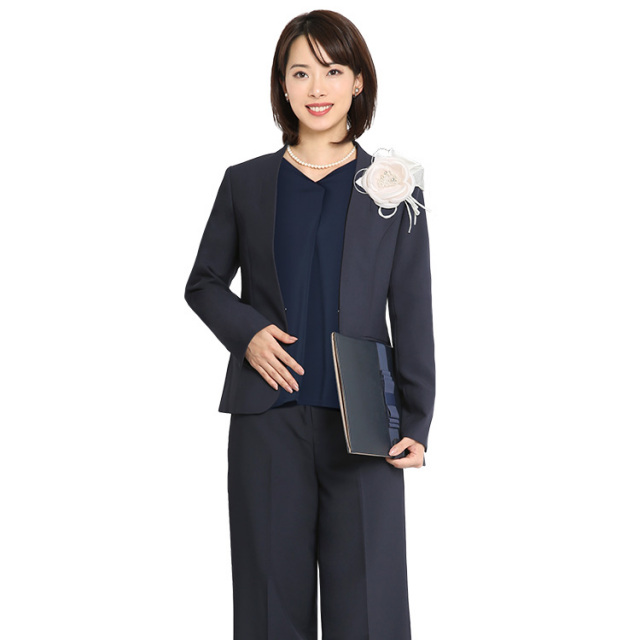 ブラウス レディース オフィス 紺 七分袖 スキッパー おしゃれ  