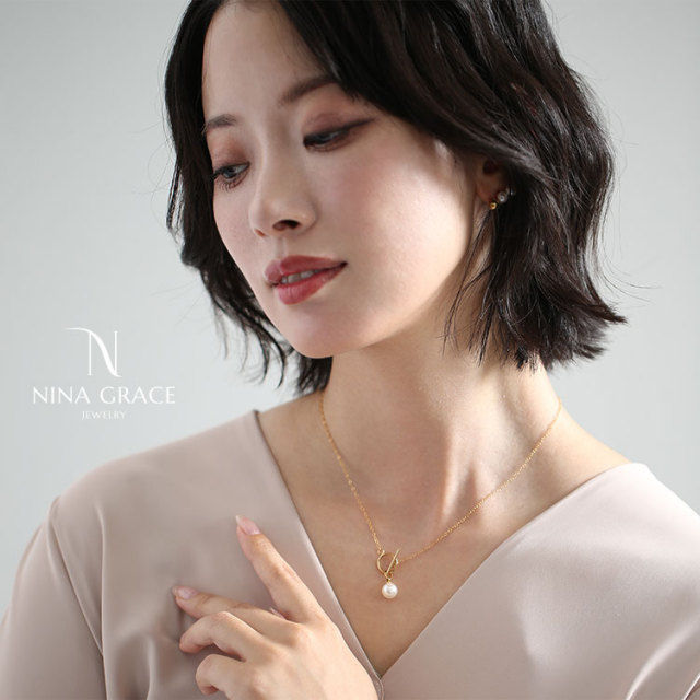 あこや真珠 ネックレス 8.0-8.5mm 14KGF K14 マンテル あずきチェーン