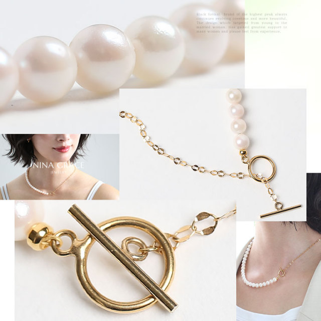 あこや真珠 ネックレス 6.0-6.5mm 14KGF K14 マンテル ペタルチェーン