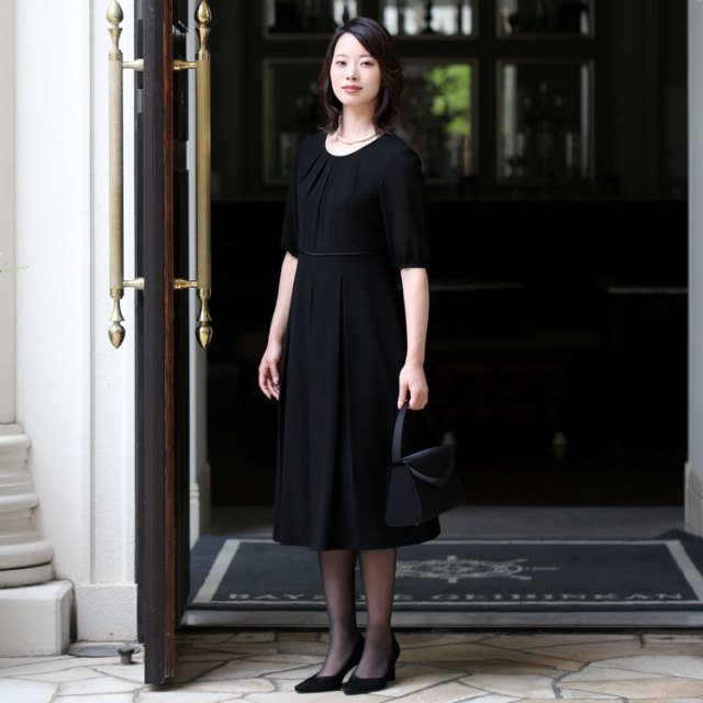 ブラックフォーマル 夏用 レディース 喪服 礼服 洗える ロング丈