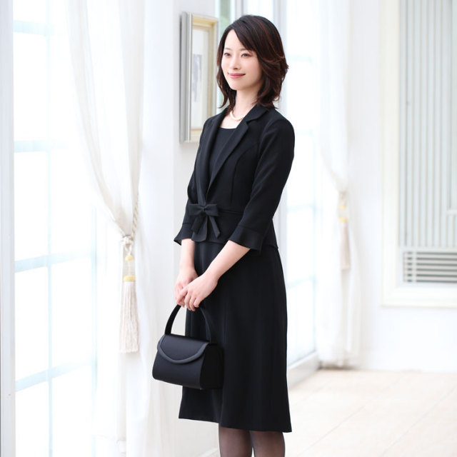 ブラックフォーマル 夏用 レディース 喪服 礼服 洗える ロング丈  