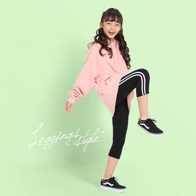 レギンス スパッツ キッズ 女の子 7分丈 ライン スポーツ 子供