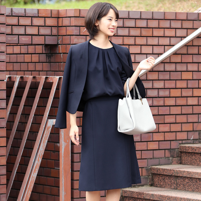 アナイ フォーマル スーツ スカート しろし 膝丈 36 S相当 日本製 淡い水色 