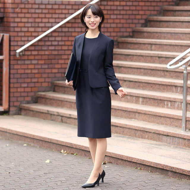 ワンピース 秋冬 レディース 五分丈 スーツ フォーマル 大きい