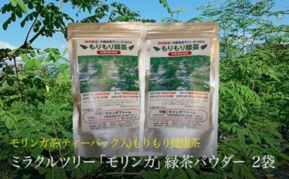 沖縄県産　モリンガパウダー（100ｇ）2袋のセット　もりもり緑茶　送料無料