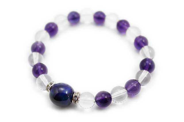 有田焼と天然石のブレスレット(Arvo) るりブルーアメジスト水晶