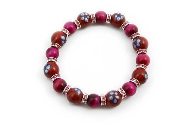 有田焼と天然石のブレスレット(Arvo) 八つ玉錦梅紋様タイガーアイ