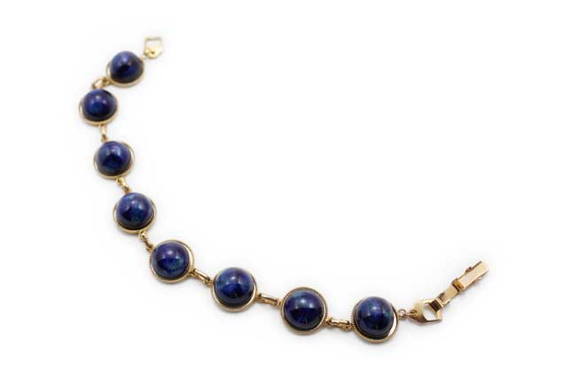 有田焼8連ブレスレット 釉薬るりブルー