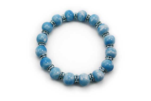 有田焼磁器玉ブレスレット 釉薬スカイブルー