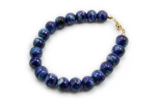 有田焼磁器玉ブレスレットs 釉薬るりブルー