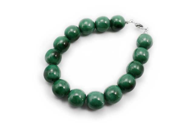 有田焼磁器玉ブレスレットm 釉薬グリーン